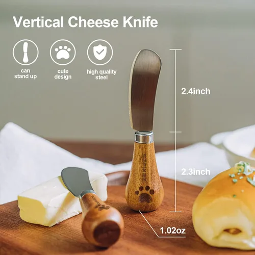 Miniatura 2 de Juego de cuchillos de queso, lindo cuchillo de mantequilla de pie de acero inoxidable 420 de grado alimenticio, cuchillos esparcidores