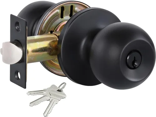 Miniatura 7 de Lanwandeng Paquete de 3 pomos de puerta de privacidad color negro mate con cerradura para dormitorio/baño, cerraduras de puerta interior sin llave