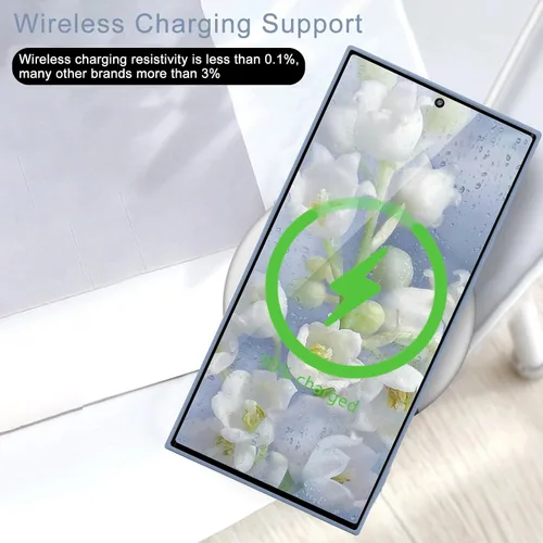 Miniatura 5 de Wirvyuer Funda para Samsung Galaxy S22 Ultra, bonita funda delgada a prueba de golpes con soporte de carga inalámbrica y protección, azul y gris