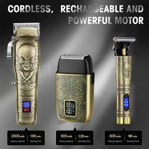 Miniatura 4 de Roziapro Cortapelos profesional – Juego de recortadora de pelo inalámbrica con recortadora de pelo de nariz recargable y afeitadoras eléctricas
