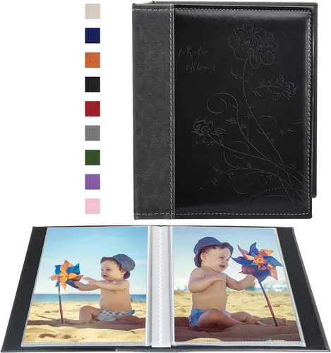 Miniatura 13 de Artmag Álbum de fotos de 5 x 7 pulgadas, páginas transparentes, con tapa de cuero, libro deslizante para 50 fotos verticales de 5 x 7 pulgadas