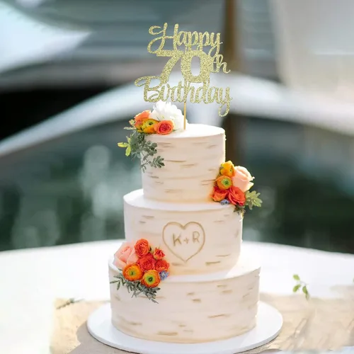 Miniatura 4 de Decoración de pastel de cumpleaños número 70 con purpurina dorada número 70 - Saludos a los 70 fabulosa decoración para tartas para 70 cumpleaños