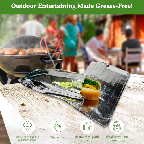 Miniatura 4 de Regency Wraps Bolsas resistentes a la grasa, bolsas forradas con papel de aluminio para retener el calor, perfectas para perros calientes, burritos
