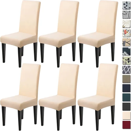 Miniatura 11 de Dioxide Fundas de Silla de Alto Estirar para Sillas de Comedor, Juego de Fundas de Silla de Comedor Lavables de 4, Fundas de Asiento de Silla