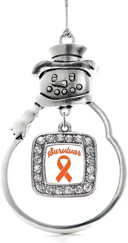 Miniatura 219 de Inspired Silver - Adorno de rodillo de reina - Adorno cuadrado de plata con muñeco de nieve con joyas de circonita cúbica
