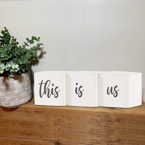 Miniatura 5 de This is Us Sign & Our Life Story - Bloques de letras para el hogar, mesa rústica para decoración del hogar, soporte de TV, comedor, decoración