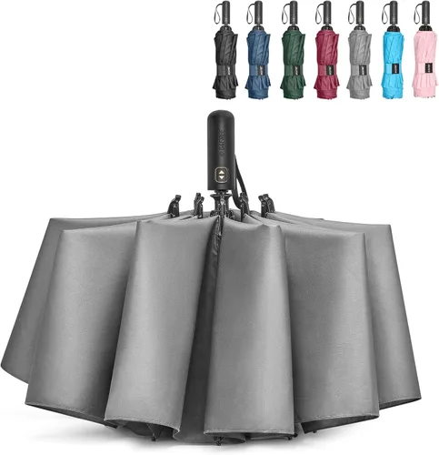 Miniatura 18 de G4Free Paraguas de golf grande de 42/46/54/62 pulgadas, paraguas compacto de viaje inverso, 10 varillas, resistente al viento para lluvia, doble
