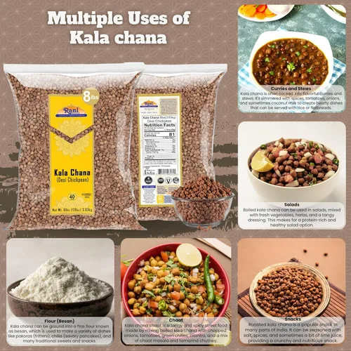 Miniatura 3 de Rani Kala Chana (garbanzos desi chana con piel) 128 oz (8 libras) 8.0 lbs a granel ~ Todo natural Apto para gluten Sin OMG Kosher Vegano