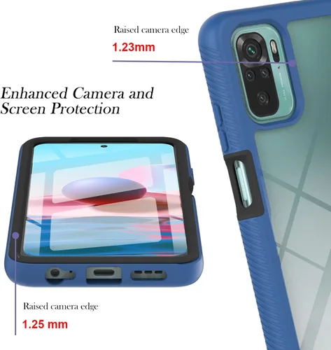 Miniatura 5 de XYX Funda compatible con Xiaomi Redmi Note 10s, protector de pantalla integrado transparente de cuerpo completo, funda de protección híbrida Azul