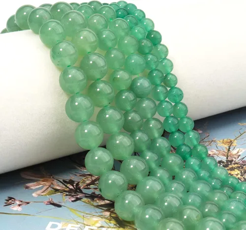 Miniatura 2 de 60 cuentas de piedra natural de 15⁄64 pulgadas (6 mm) con cuentas de aventurina verde que es una piedra para sanación de la energía. Piedras
