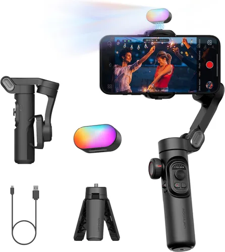 Miniatura 10 de AOCHUAN - Estabilizador de cardán para iPhone, smartphone con rueda de enfoque, seguimiento de cara/objeto para iPhone 16 15 Pro Max/Android