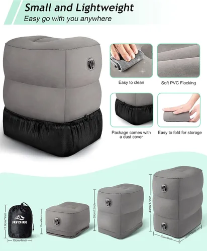 Miniatura 7 de Almohada inflable de viaje y almohada inflable para descanso de pies, artículos esenciales de viaje para adultos, ideal para avión, oficina, hogar