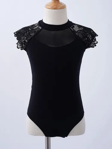 Miniatura 41 de JEATHA Leotardos de ballet para niñas, camisetas de baile, bailarina, encaje floral, con botones, entrepierna