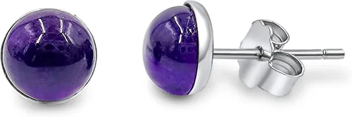 Miniatura 52 de Pendientes naturales de 0.236 in con chapado en oro blanco sobre plata de ley, bisel cabujón de piedras preciosas regalo de joyería para ella
