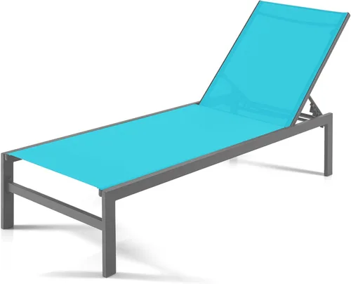 Miniatura 10 de Giantex Tumbona para patio, silla para tomar el sol al aire libre, tumbona reclinable con 6 posiciones ajustables, marco de aluminio, sillas