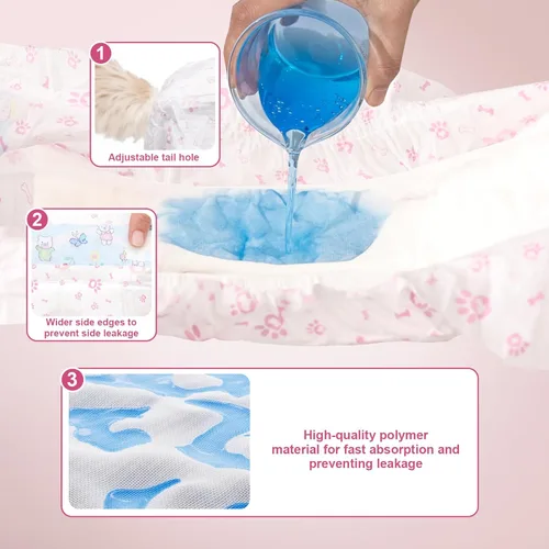 Miniatura 4 de Pañales desechables para perras, 90 unidades, pañales para perras (16-22 pulgadas de cintura) súper absorbentes, extra grandes, para orinar