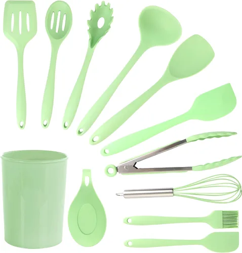 MegaChef Tool - Juego de utensilios de cocina, 12 piezas, verde menta Verde (Mint Green)