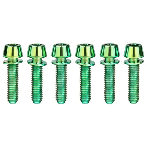Miniatura 15 de Tornillos hexagonales de titanio M5x20mm con arandela Allen para vástago de bicicleta, paquete de 6 unidades (negro)