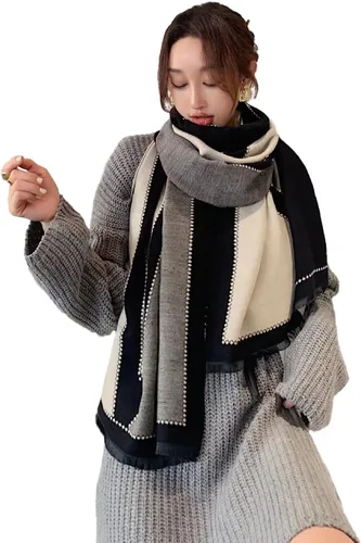 Miniatura 21 de iCuviy Bufanda grande de moda para invierno, chales y envolturas para mujer, extra suave, sensación de cachemira, bufandas frías para mujer