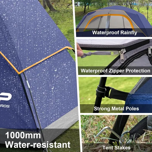 Miniatura 3 de CAMPROS CP Upgraded 6/8 Person Camping Tents, Waterproof Windproof Family Tent with Larger Mesh Windows & Door, Double Layer, Easy Set Up