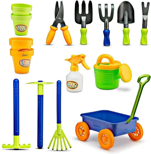 Miniatura 4 de Dimple Juego de juguetes de jardín y herramientas, juego de jardinería para niños – 15 piezas de juguetes al aire libre para niños pequeños