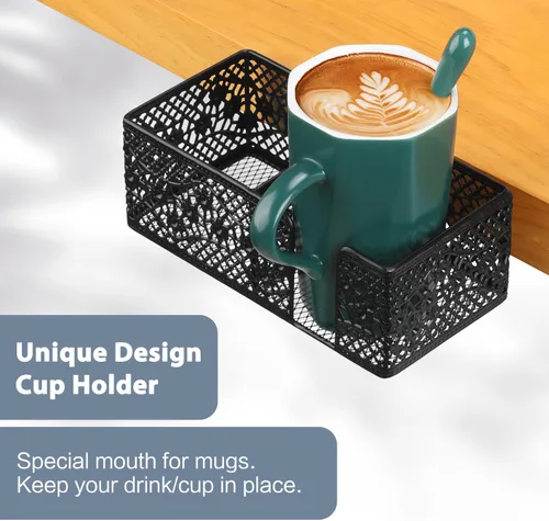 Miniatura 3 de Organizador de Escritorio con Clip para Escritorio Portavasos Portalápices para Almacenamiento de Escritorio Bebidas Soporte para Teléfono