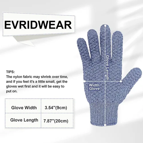 Miniatura 7 de Evridwear Guantes de baño exfoliantes de doble textura para ducha, spa, masaje y exfoliaciones corporales, removedor de células muertas de la piel