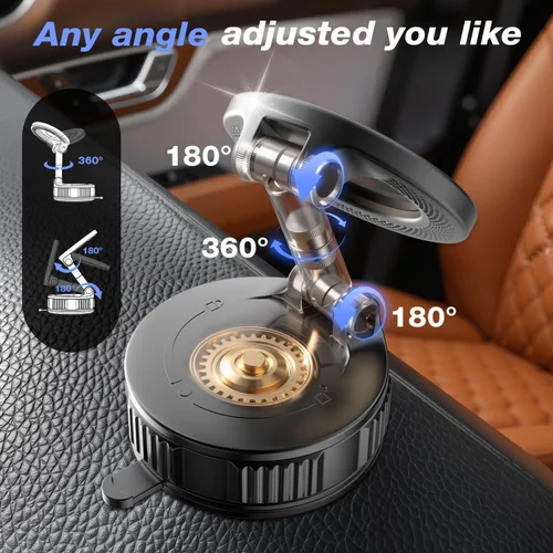 Miniatura 3 de Vooii Soporte para Teléfono de Coche para Magsafe (Sución Más Fuerte de 130+LB y Magnético de 3000gf) (Ajustable con Una Mano en 360°) Soporte