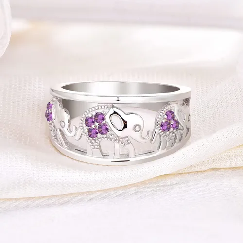 Miniatura 24 de JO WISDOM Anillo de elefante de plata de ley 925 con circonita cúbica