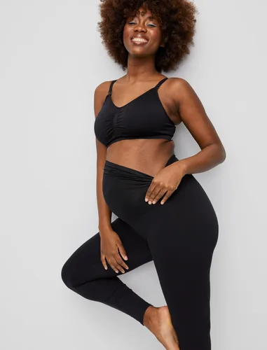 Miniatura 2 de Motherhood Maternity Women's Essential Stretch Secret Fit Over the Belly Leggings Full Length & Crop Length XS-3X 1 & 2 Packs