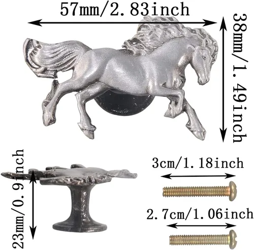Miniatura 2 de 6 pomos en forma de caballo, manija de puerta, armario, cajón, aparador, pomos de un solo agujero, manijas para muebles de cocina, armario, armario