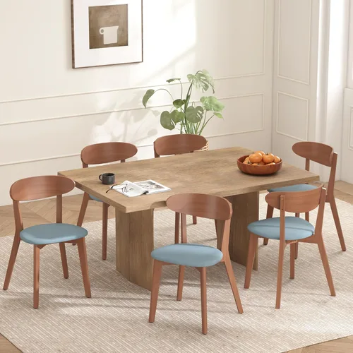Miniatura 8 de weselon Juego de 4 sillas de comedor, silla de comedor de madera maciza sin reposabrazos, silla de comedor estilo de mediados de siglo con cojín