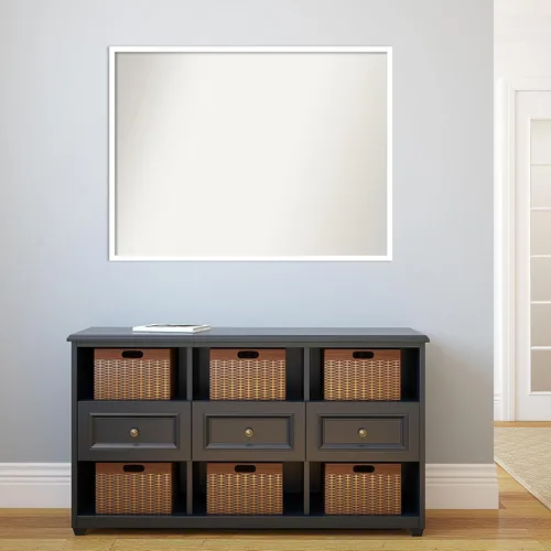 Miniatura 1113 de Amanti Art Espejo de baño blanco para sobre el fregadero, 32 x 45 pulgadas, espejo de tocador rectangular blanco esbelto, marco de madera moderno