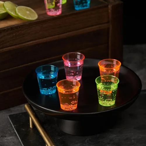 Miniatura 4 de MATANA 300 vasos de chupito de plástico neón (1 onza), vasos de chupito de fiesta para degustación de vino, condimentos, salsa, chupitos de gelatina