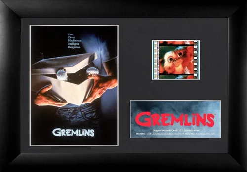 Trend Setters The Gremlins - Póster de película de 1984 - Presentación de escritorio MiniCell de 7 x 5 pulgadas de FilmCells - Con clip de película