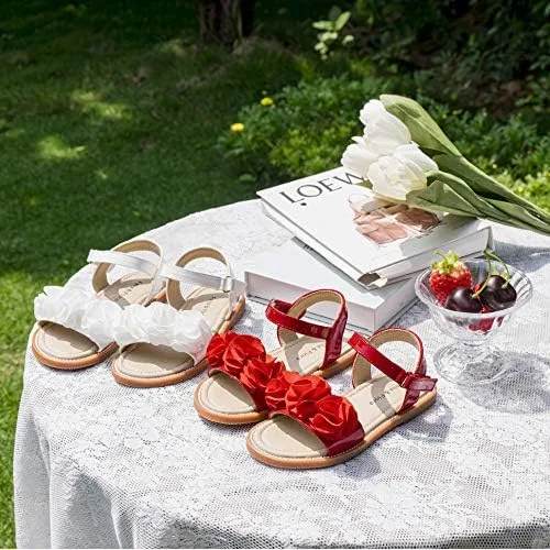 Miniatura 3 de Felix & Flora Sandalias planas de goma suave para niñas pequeñas, zapatos de verano para niña de las flores.