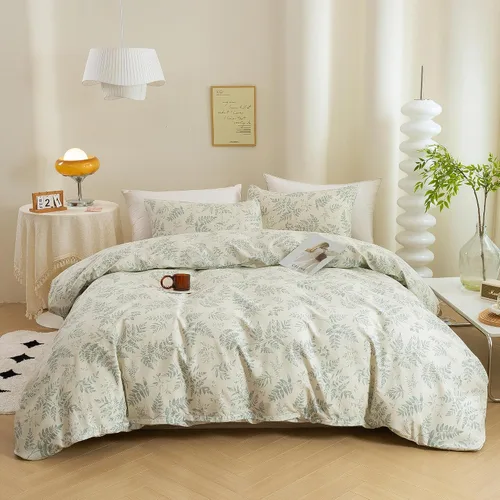 Miniatura 28 de ECOCOTT Juego de funda de edredón floral tamaño Queen, 100% algodón lavado, sensación de lino, 3 piezas, funda de edredón vintage con cierre