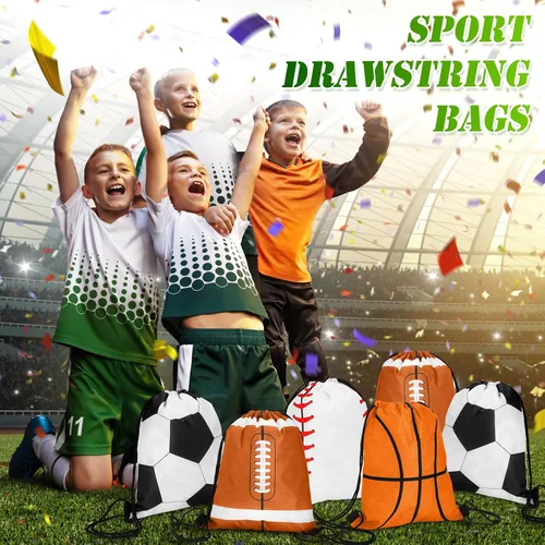 Miniatura 7 de Censen Juego de 24 bolsas con cordón a granel de 12 x 10 pulgadas, impermeables, paquete de playa para fútbol, béisbol, baloncesto, fútbol, fiesta