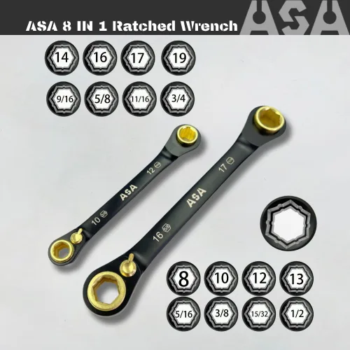 Miniatura 2 de ASA Llave de trinquete bidireccional de 72 dientes de acero inoxidable 8 en 1, llave de trinquete antideslizante multifunción, protege los pernos