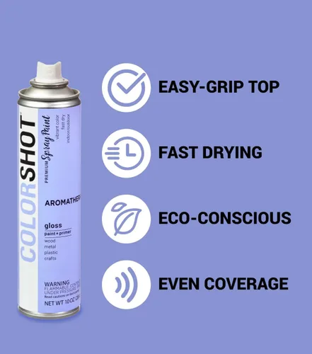 Miniatura 3 de COLORSHOT Pintura en aerosol brillante, aromaterapia (lavanda) 10 onzas, paquete de 4, pintura acrílica de secado rápido, uso en interiores