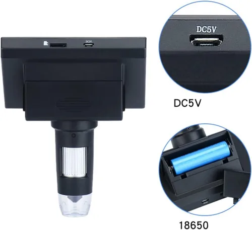 Miniatura 3 de Hemobllo Microscopio digital con soporte ajustable brillo aumento LED soporta idiomas para reparación y aprendizaje de placas de identificación