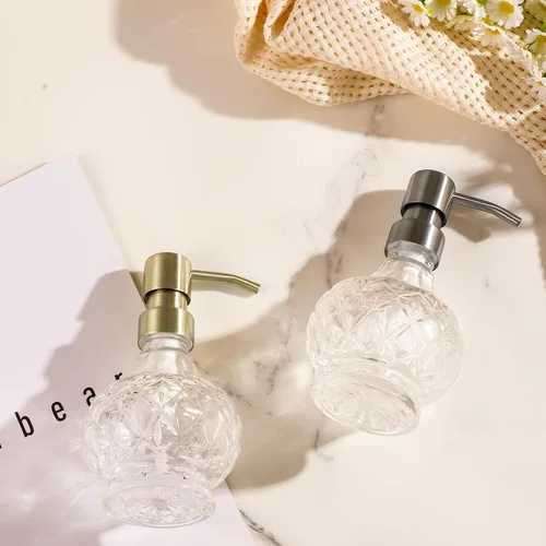 Miniatura 4 de Dispensador de jabón de vidrio para baño, dispensador de jabón de manos con bomba de acero inoxidable, dispensador de jabón líquido y loción