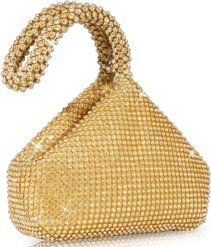 Miniatura 12 de Bolso de noche para mujer - Tamaño más grande mejorado, clutch de muñeca con diamantes de imitación completos brillantes para fiesta, boda, cita