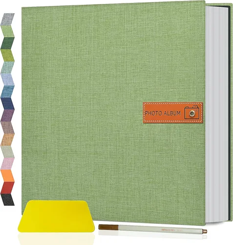 Miniatura 11 de Popotop Álbum de fotos grande autoadhesivo 4x6 5x7 8x10, álbum de recortes DIY, libro de fotos, regalos para mamá, familia, bebé y boda, con Azul