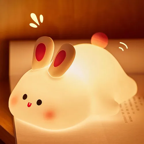Miniatura 8 de Linda luz nocturna de pato, pollo, conejo, panda, lámpara LED blanda de animales novedosos para bebés y niños pequeños, cuarto de bebé