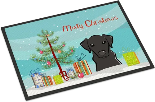 Miniatura 126 de Caroline's Treasures BB1616MAT - Tapete para puerta delantera de árbol de Navidad y sabueso afgano de 18 x 27 pulgadas, para interiores