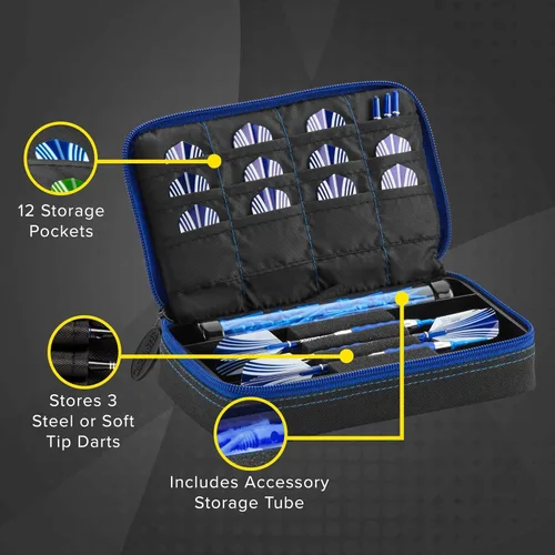 Miniatura 2 de Casemaster Plazma - Estuche para dardos de punta suave y de acero, tiene capacidad para 3 dardos y cuenta con tubo de almacenamiento integrado