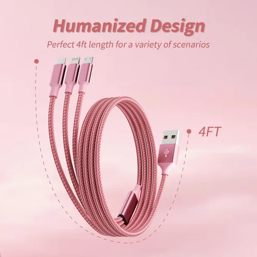 Miniatura 6 de Cable de carga múltiple, cable de carga 3 en 1 para múltiples dispositivos, cable USB universal con tipo C/IP/micro USB para iPhone