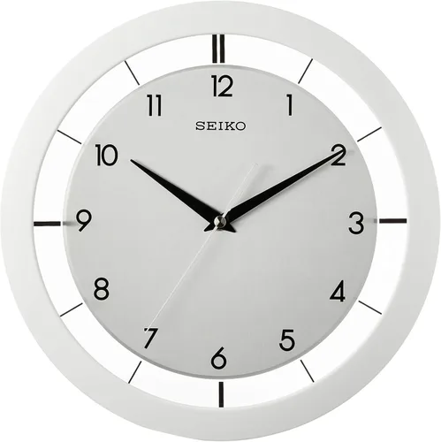 Miniatura 2 de Seiko QXA520WLH Reloj de pared de metal sin tictac, blanco, 11 pulgadas Plata