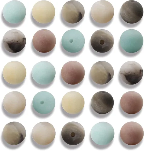 Miniatura 36 de 100 cuentas de jade birmano liso natural de 0.236 pulgadas (0.236 in), cuentas redondas sueltas de piedras preciosas para fabricación de joyas